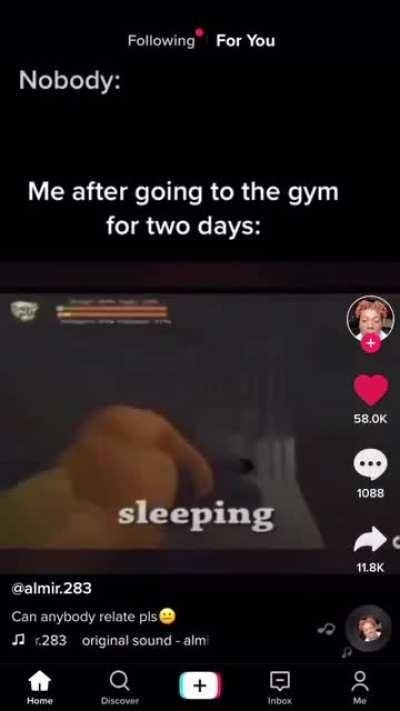 After going to the gym for two days