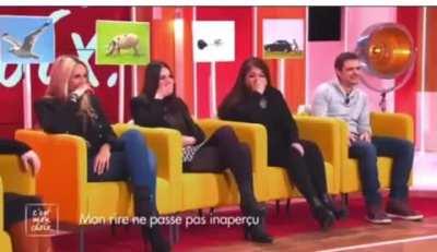 Not my post but hilarious A french TV show invited guests onto a panel, all of whom had an unusual laugh type