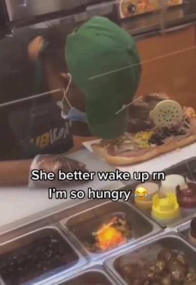 Poor lady exhausted!