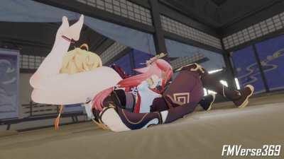 Yae vs Traveler - free viddddd (more in the comments :😪​)