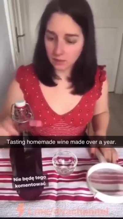 Trying the homemade wine