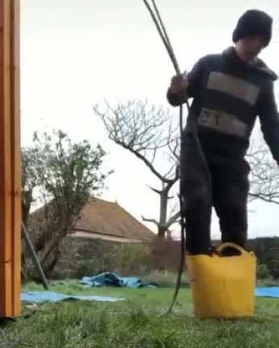 Trying to pull yourself up in a bucket