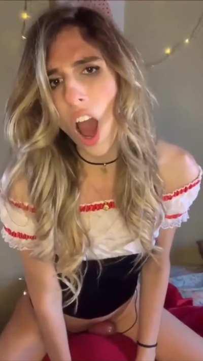 Dani Berry rides her pillow