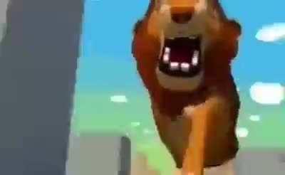 What the lion doing?