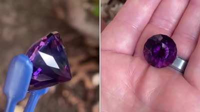 Here is some melee for you. 😂26.21ct Brazilian Amethyst cut in my “Portupine”. Has a decent sized fingerprint inclusion, otherwise loupe clean. 19.5x19.5x14.1mm. Regularly $1310, sub price $1000+s/h