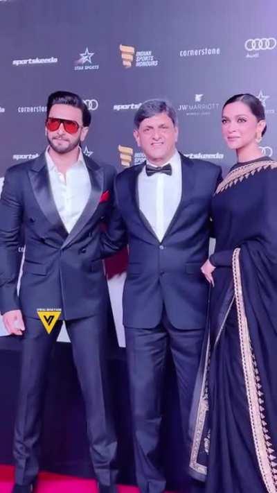 Ranveer, Deepika and Prakash Padukone at Indian Sports Honours event today