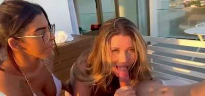 Hot threesome with my blonde friend and your BWC boyfriend.