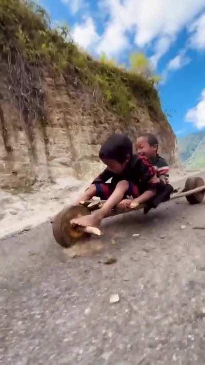 Kids enjoy a ride in Arunachal