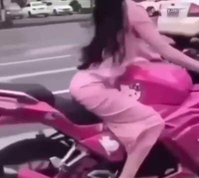POV : Hello Kitty motocycle drives next to you