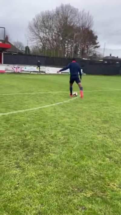 Chido Obi-Martin doing some post-match shooting training at Hurst Cross
