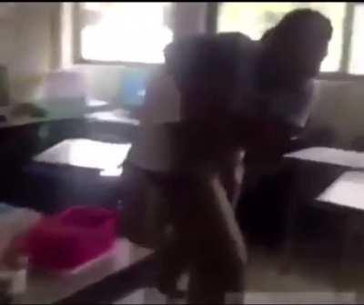 a vicious and goofy fight (sound required)