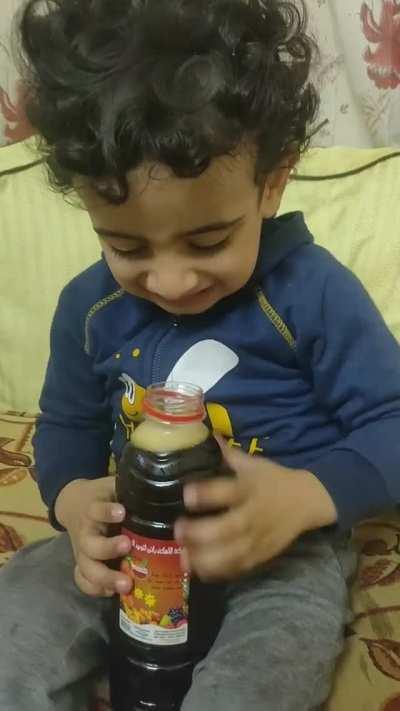 when he realized he is drinking Licorice instead of pepsi