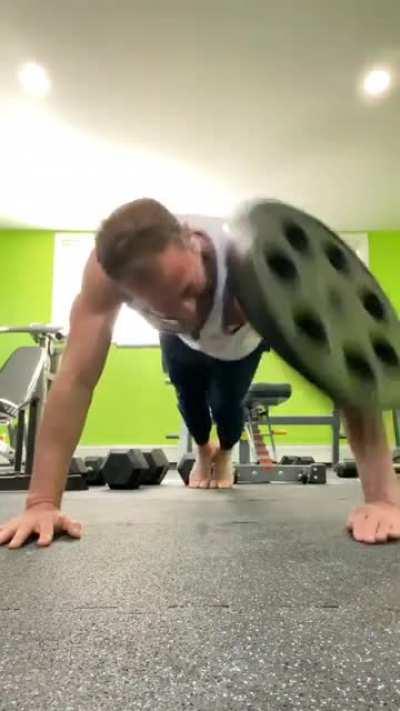 do push up with some unbalanced weights. total chaos