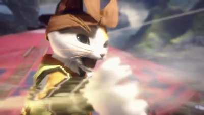 I didn't know the felyne is always throwing sticks and dangos. A Very Skillful Catto.