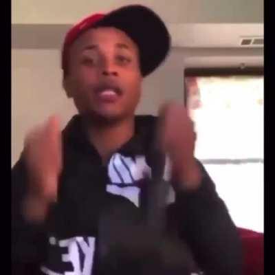 Dumbass accidentally shoots gun then try to play it off