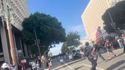 LAPD shooting people at random during the  No Kings protest