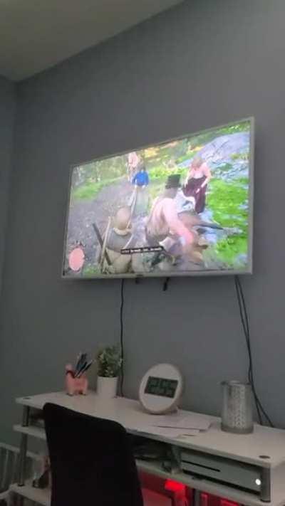 They started beating up my horse when I rode into camp.