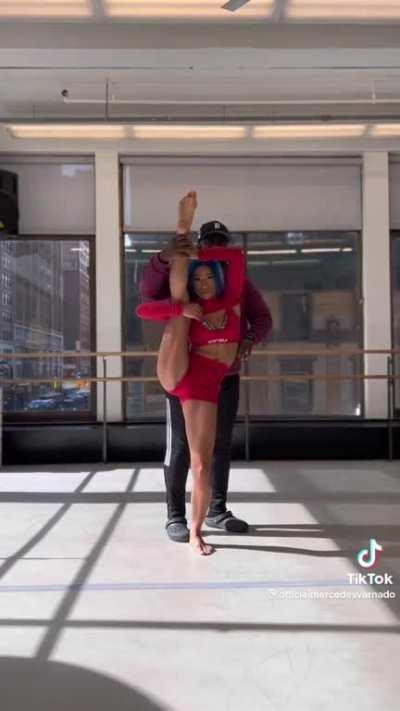 Sasha Banks showing her flexibility