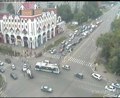 Alternate angle of the Russian van accident.