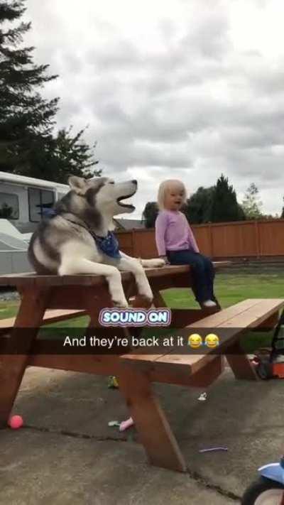 Just imitating the baby.