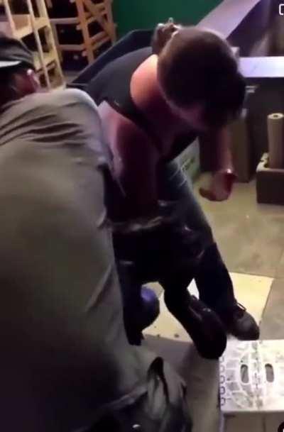 Woman pets a snake and gets heavily bitten and wrapped