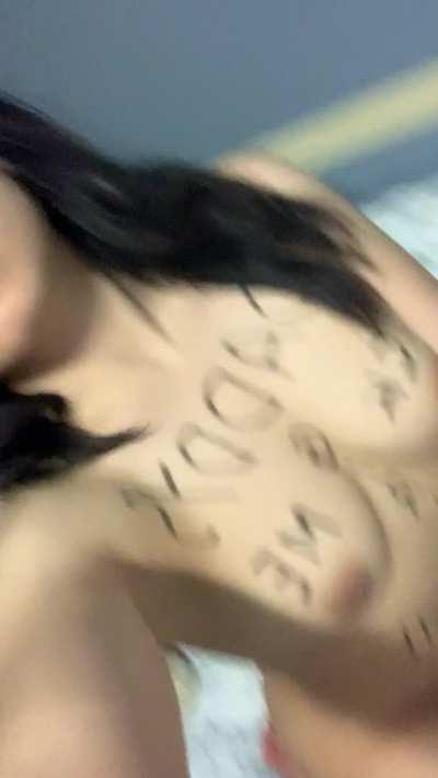 Grab my titties when you're done writing on my body Daddy 😈