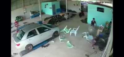 Guy on break gets annihilated by random tire.