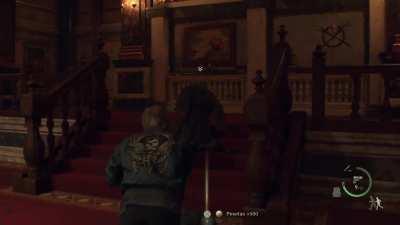 If you suplex an enemy on the stairs in the wrong position it will hurt Leon’s head and he will mention it