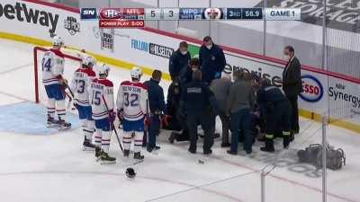 Hit on Jake Evans in the NHL Playoffs. MTL vs WPG.