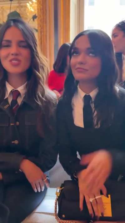 Rachel with Eiza Gonzalez at the Thom Browne Fashion Show | via IG 10/6/25