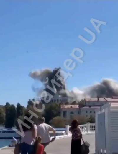 UA POV: Footage of Storm shadow hitting Russia's black sea fleet headquarters