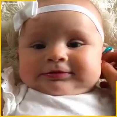 Baby listening for the first time