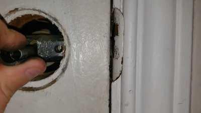 Home alone and the bathroom door knob just broke and locked me in.