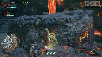 Hunters are versatile and have many skills. Here, we can see one doing some construction work: