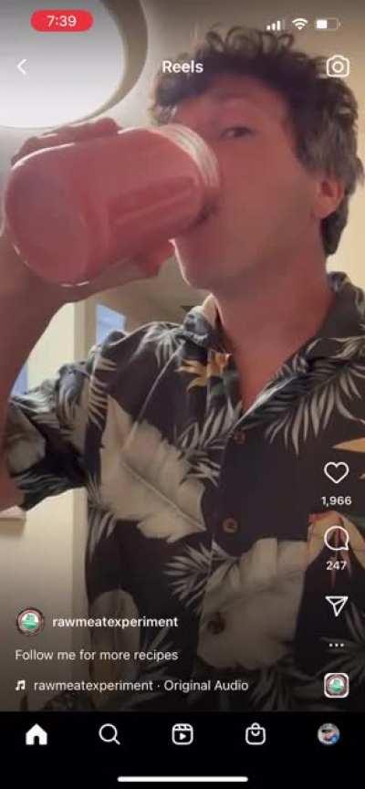 Raw Ground Beef and Raw Milk Smoothie by The Champion @RawMeatExperiment