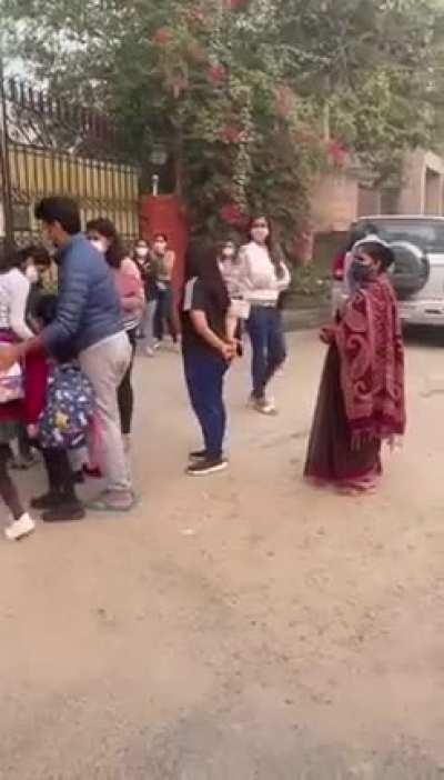 #Delhi is so extra. This family brought a band to send off their child on his first day of school. Springdales, Dhaula Kuan.