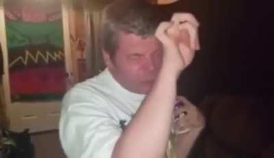 Blind guy spitting fire