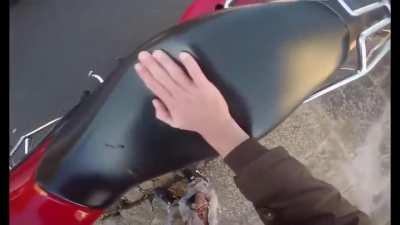 Guy on a motorcycle being a jerk