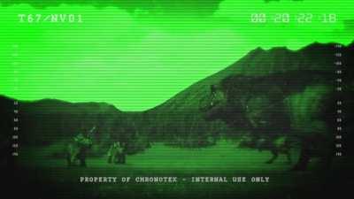 T-rex pack hunting Triceratops in the Night