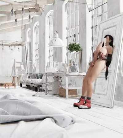 Tifa taking a bath with her own cum