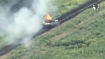 That T-90 (now mentioned as a T-80BVM) epically exploding yesterday had a lead-up. NSFW (crew member seen). Courtesy of 93rd Mechanized Brigade and reportedly a Javelin.