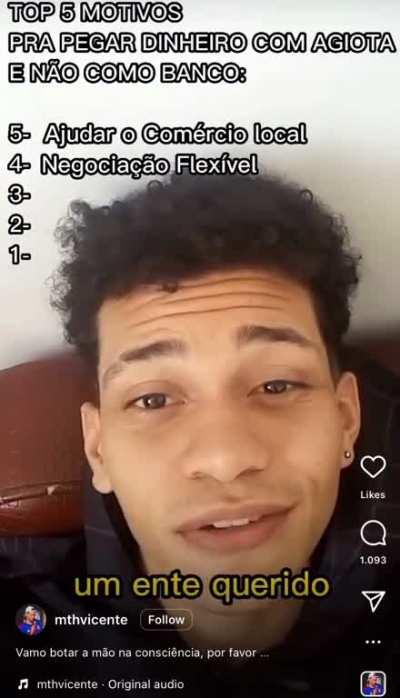 Motivos pra se pedir dinheiro pra agiota