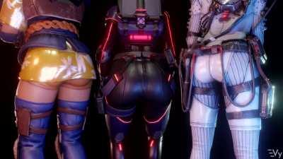 Valkyrie, Loba, Wraith twerking [Apex Legends]