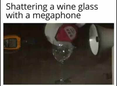 Shattering a wine glass with a megaphone
