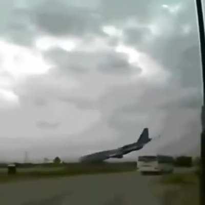 Airplane goes down in flames.
