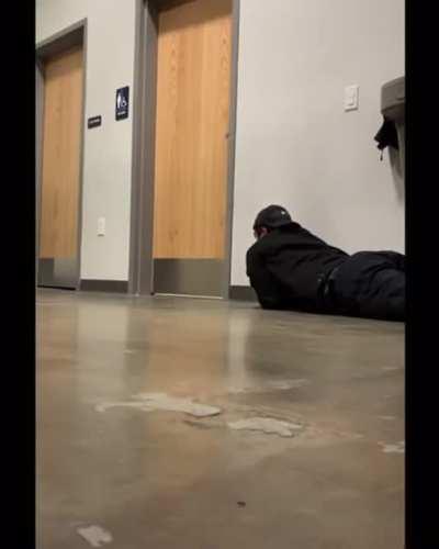 trying to scare someone at a doorway