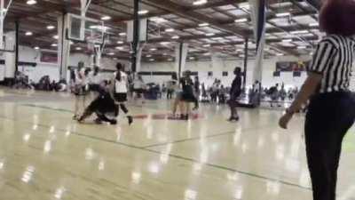 A player sucker punches another player during a woman's youth basketball game