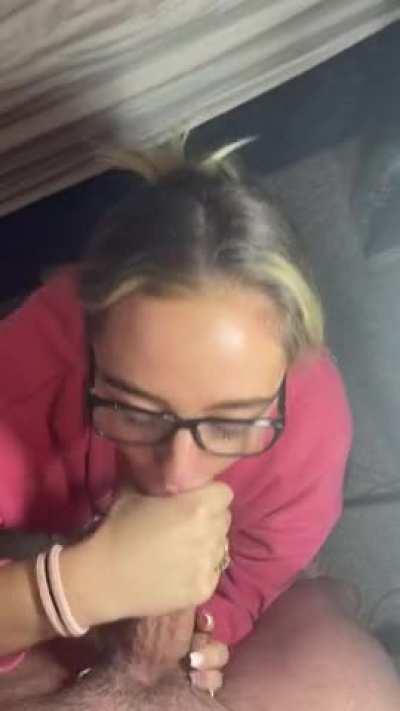 Blonde baby Cum Slut taking Load