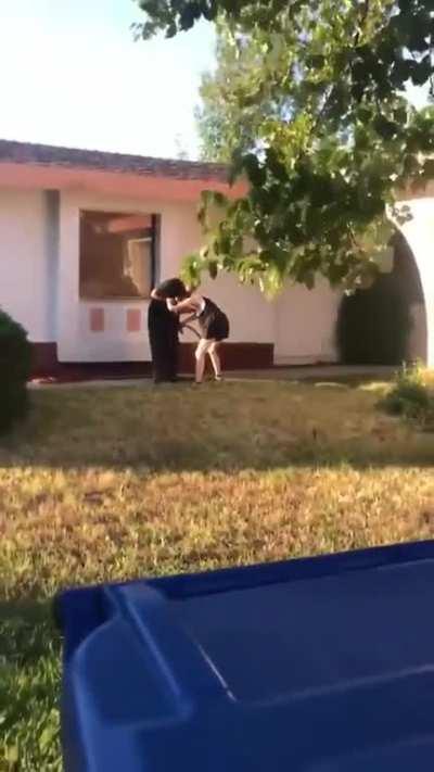 Racist woman destroying things, gets a royal ass beating