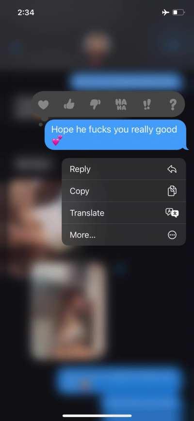 Cuckolding is a vast universe. Knowing I have full permission from my husband to have fun with all the cocks I like, I keep coming up with ideas to surprise him. And recently, since he's traveling, I'm cuckold texting him to keep him entertained